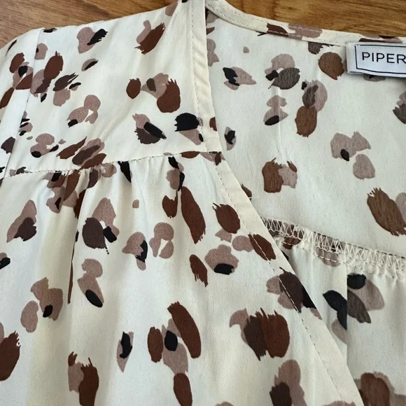 Piper & Scoot Cream Brown Maxi Dress S - Picture 6 of 15